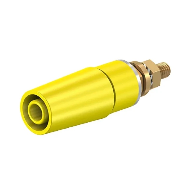 Staubli Yellow Female Banana Socket 4 mm Connector Bolt Termination 600V 32A Gold Plating 23.3050-24