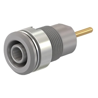 Staubli Grey Female Banana Socket 4 mm Connector, Screw Termination, 1kV Voltage, 24A Current, Gold Plating 23.3010-28