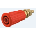 Staubli Red Female Banana Socket, 4 mm Connector, Press Fit Termination, 1kV, 24A, Gold Plating 23.3140-22
