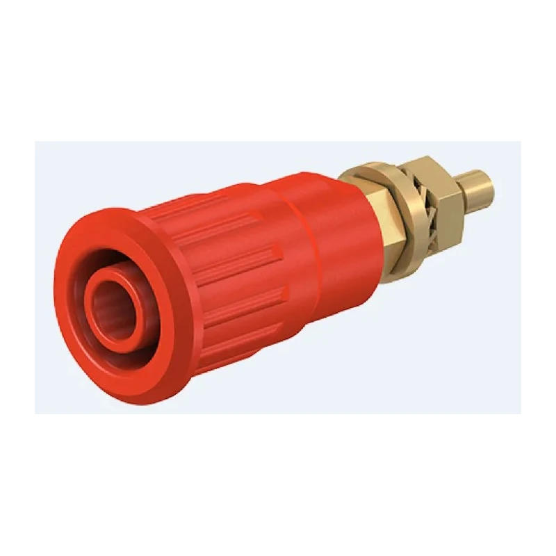 Staubli Red Female Banana Socket, 4 mm Connector, Press Fit Termination, 1kV, 24A, Gold Plating 23.3140-22