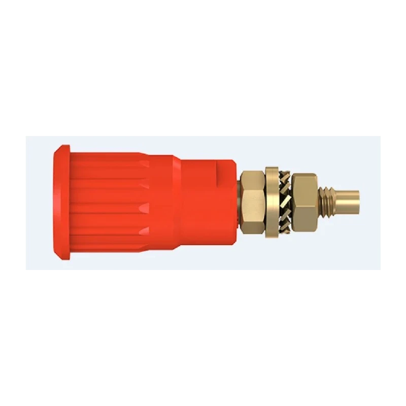 Staubli Red Female Banana Socket, 4 mm Connector, Press Fit Termination, 1kV, 24A, Gold Plating 23.3140-22