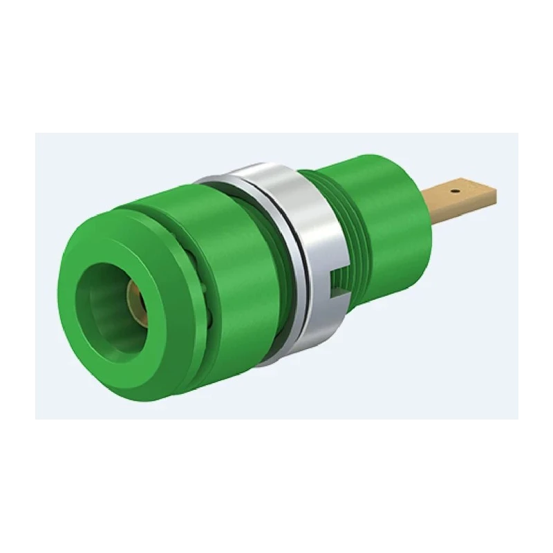 Staubli Green Female Banana Socket 2 mm Connector Tab Termination 600V 10A Gold Plating 65.9098-25