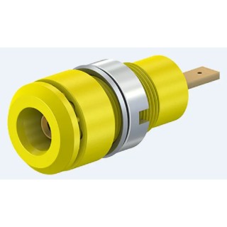Staubli Yellow Female Banana Socket 2 mm Connector Tab Termination 600V 10A Gold Plating 65.9098-24