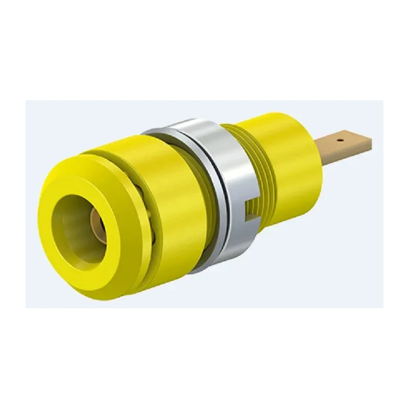 Staubli Yellow Female Banana Socket 2 mm Connector Tab Termination 600V 10A Gold Plating 65.9098-24