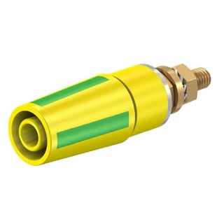 Staubli Green Yellow Female Banana Socket 4 mm Connector Bolt Termination 600V 32A Gold Plating 23.3050-20