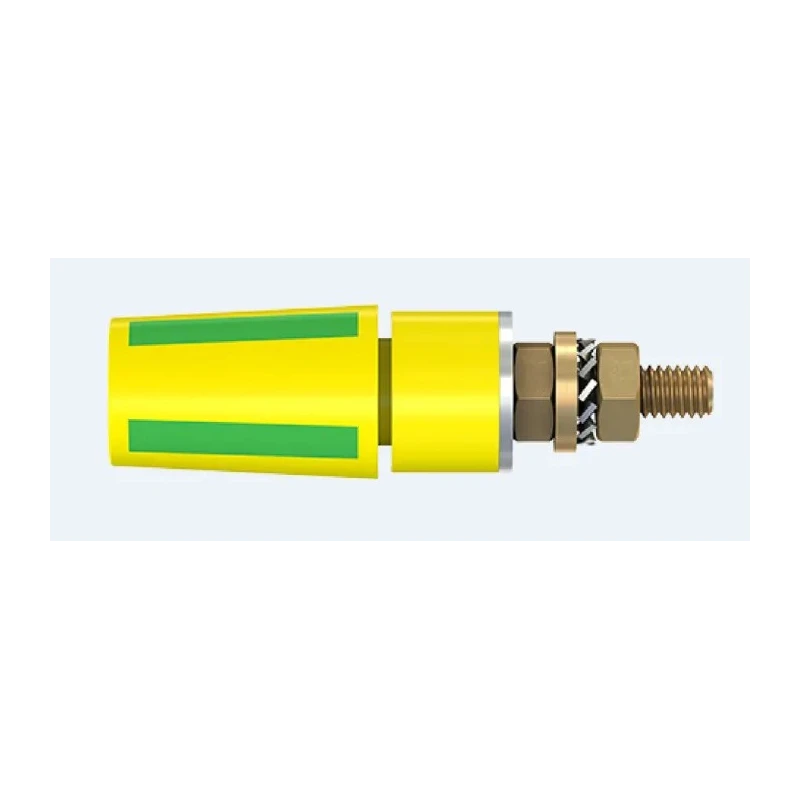 Staubli Green Yellow Female Banana Socket 4 mm Connector Bolt Termination 600V 32A Gold Plating 23.3050-20