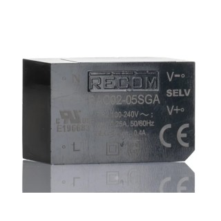Recom Switching Power Supply 5V DC 2W 100-264V AC Input PCB Mount RAC02-05SGA