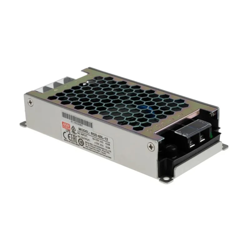 MEAN WELL DC/DC Converter, 12V DC Output, 72V DC max Input, 5A Output Current, Chassis Mount, 60W Power, CE RSD-60L-12