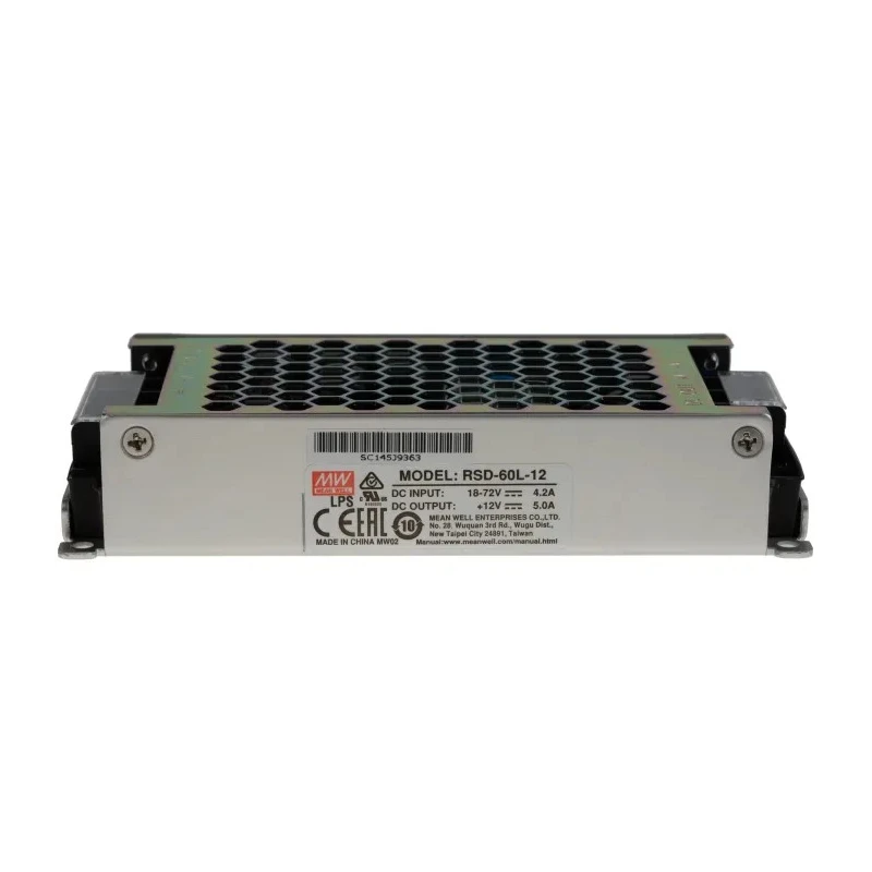 MEAN WELL DC/DC Converter, 12V DC Output, 72V DC max Input, 5A Output Current, Chassis Mount, 60W Power, CE RSD-60L-12