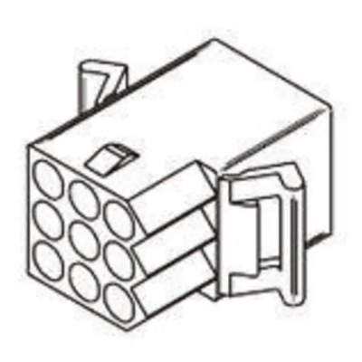 Molex STANDARD .093" Female Connector Housing, 5.03 mm Pitch, 9 Way, 3 Row Straight 03-09-1092