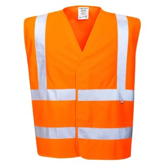 Portwest Orange Velcro Hi Vis Vest Carbon Fibre, Polyester, Unisex, 2XL/3XL 141-8167