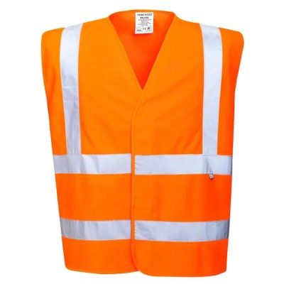 Portwest Orange Velcro Hi Vis Vest Carbon Fibre, Polyester, Unisex, 2XL/3XL 141-8167