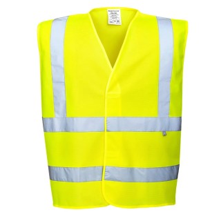 Portwest Yellow Flame Retardant Anti-Static Velcro Hi Vis Vest Polyester Carbon Fibre 2XL/3XL 141-8162