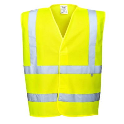 Portwest Yellow Flame Retardant Anti-Static Velcro Hi Vis Vest Polyester Carbon Fibre 2XL/3XL 141-8162