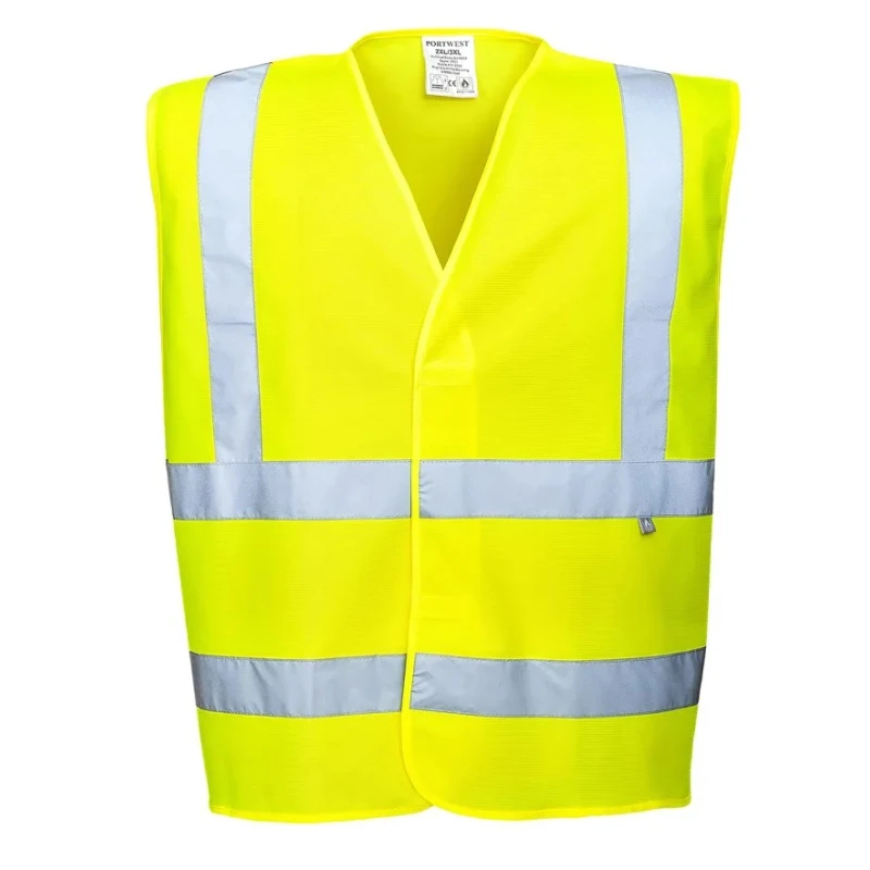 Portwest Yellow Flame Retardant Anti-Static Velcro Hi Vis Vest Polyester Carbon Fibre 2XL/3XL 141-8162