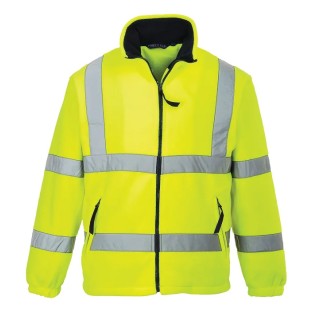 Portwest Yellow Men's Hi Vis Work Fleece, Size S, Polyester Outer, Fleece Lined, Zipper Closure 141-7773