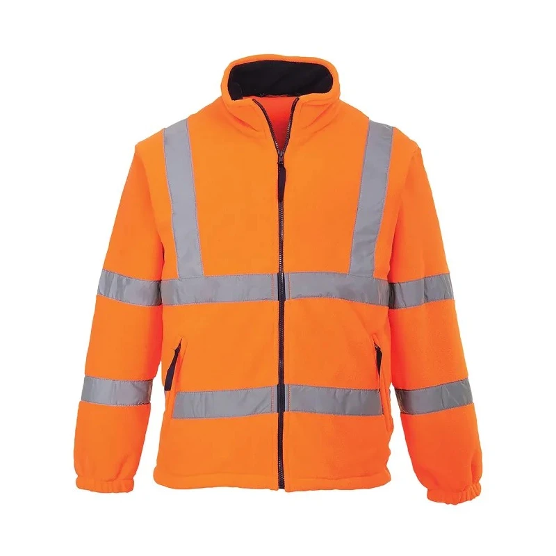 Portwest Orange Men's Hi Vis Work Fleece Polyester Outer Lining Fleece Zipper Closure Size S 141-7778