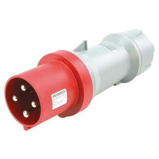 Scame Mennekes PowerTOP IP44 Red Cable Mount 3P+PE Straight Industrial Power Connector 63A 400V 3252RS