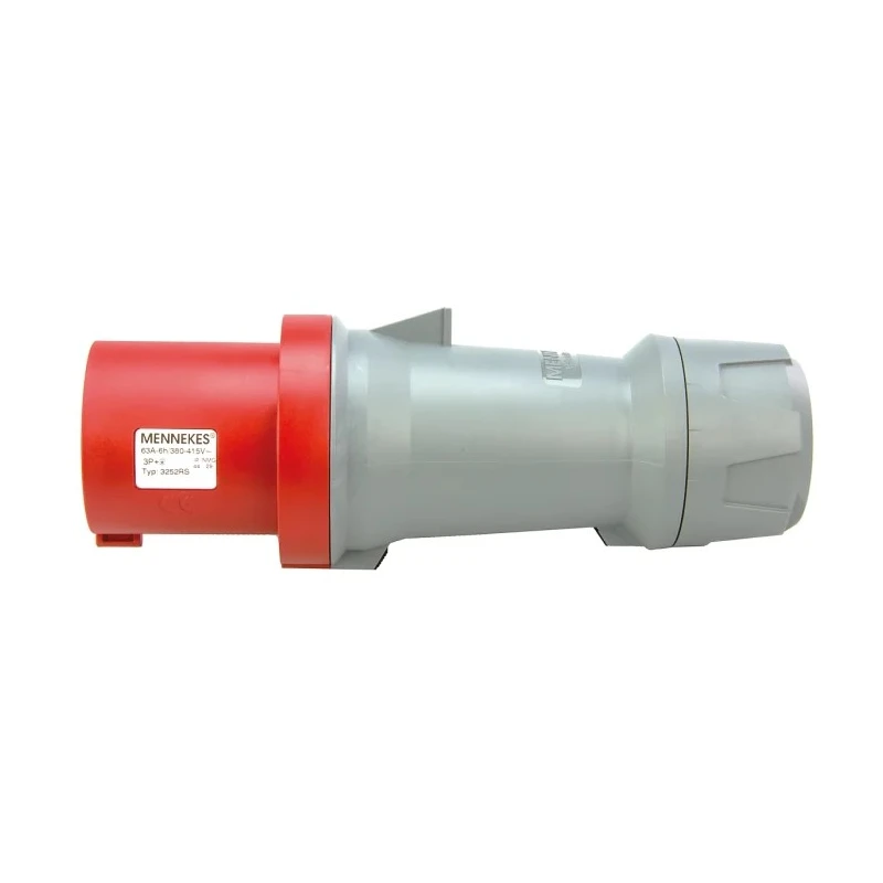 Scame Mennekes PowerTOP IP44 Red Cable Mount 3P+PE Straight Industrial Power Connector 63A 400V 3252RS