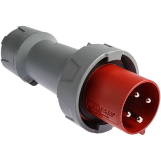 MENNEKES PowerTOP Plus IP67 Red Cable Mount 3P+PE Straight Industrial Power Connector 63A 400V 3308RS