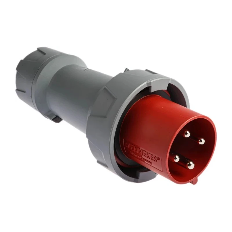 MENNEKES PowerTOP Plus IP67 Red Cable Mount 3P+PE Straight Industrial Power Connector 63A 400V 3308RS