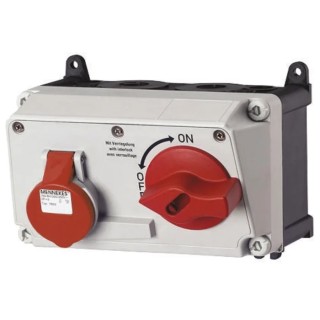MENNEKES Switchable Industrial Interlock Socket 3+E Earthing Position 6h Right Angle 16A 400V IP44 