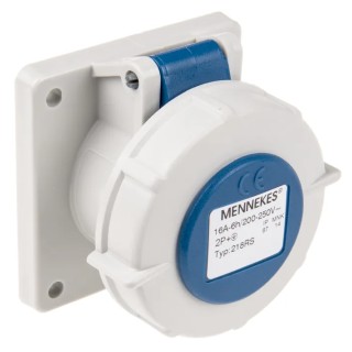 MENNEKES Industrial Power Connector 16A 230V IP67 Blue Panel Mount 3 Poles 