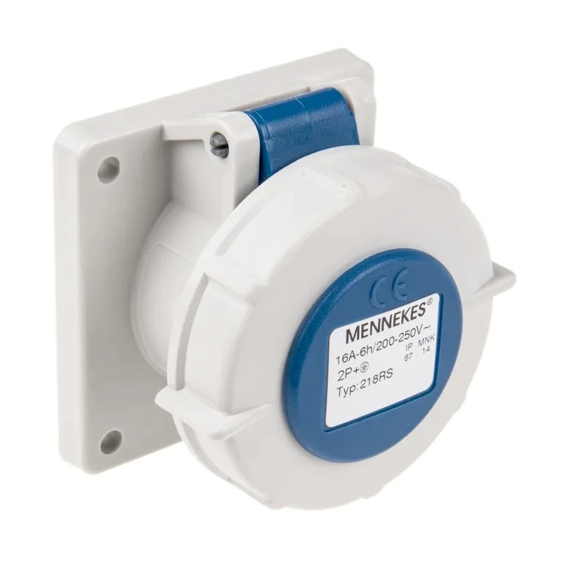 MENNEKES Industrial Power Connector 16A 230V IP67 Blue Panel Mount 3 Poles 