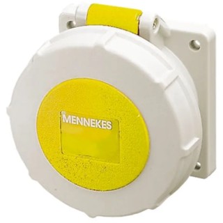 MENNEKES Industrial Power Connector 16A 110V IP67 Yellow Panel Mount 3 Pole IP67 