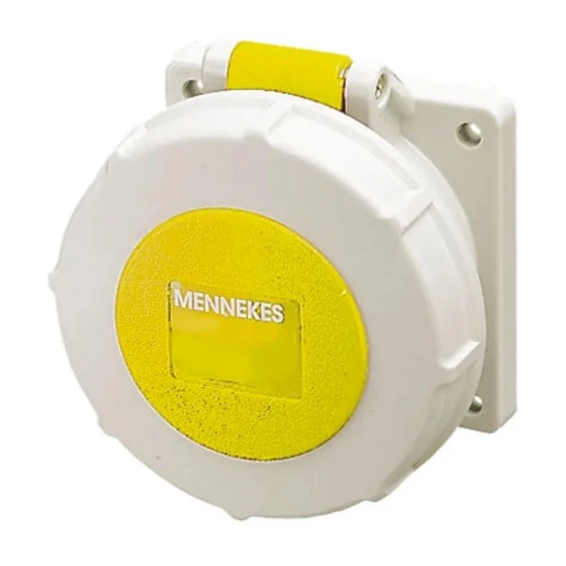 MENNEKES Industrial Power Connector 16A 110V IP67 Yellow Panel Mount 3 Pole IP67 