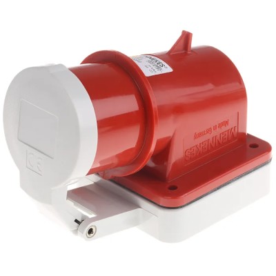 MENNEKES Red IP44 Panel Mount 3P+N+PE Right Angle Industrial Power Connector 16A 400V IP44 