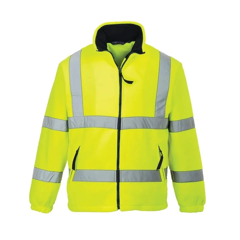 Portwest Yellow Men's Hi Vis Work Fleece Polyester Mesh Lined, Zipper Closure, Size XL 141-7776