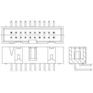 TE Connectivity AMP-LATCH Series Right Angle Through Hole PCB Header, 10 Contacts, 2.54 mm Pitch, 2 Row, Shrouded 1761682-3