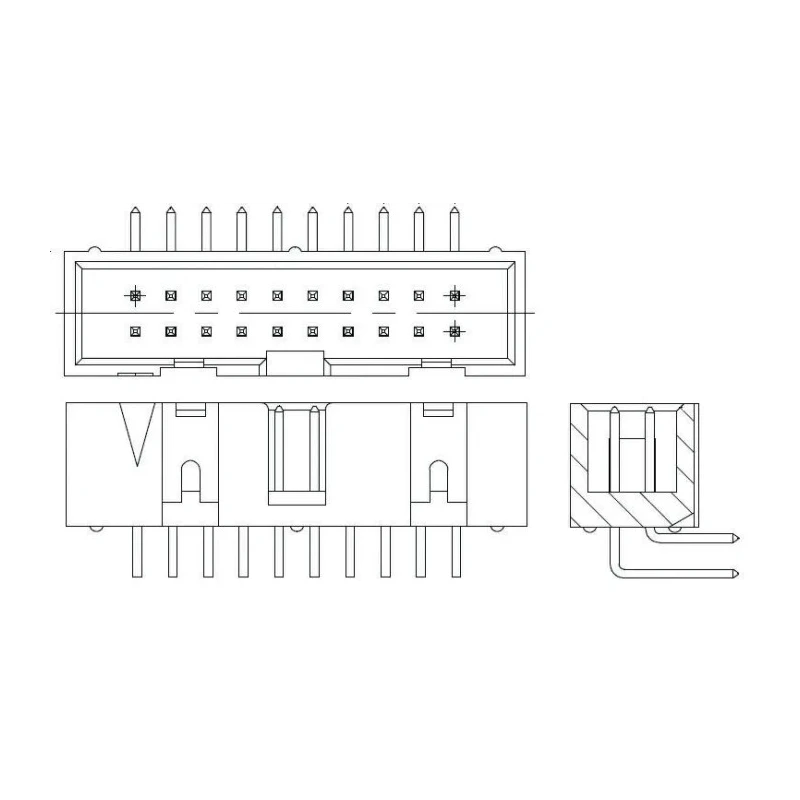 TE Connectivity AMP-LATCH Series Right Angle Through Hole PCB Header, 10 Contacts, 2.54 mm Pitch, 2 Row, Shrouded 1761682-3