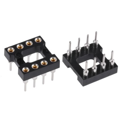 TE Connectivity DIPLOMATE 800 Vertical 8 Way Through Hole Turned Pin Open Frame DIL Socket 2.54 mm Pitch 3A 2-1571586-2