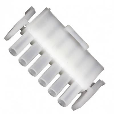TE Connectivity PCB Connector Housing Universal MATE-N-LOK Male Panel Mount 6 Way 6.35 mm Pitch 1 Row Straight 640585-1