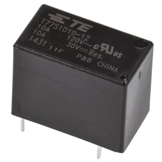 TE Connectivity T77 Series Power Relay 12V DC Coil 10A Switching Current SPST PCB Mount T77S1D10-12
