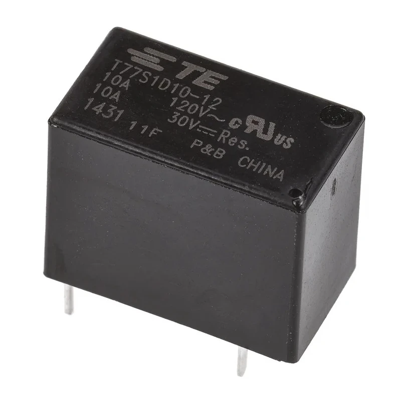 TE Connectivity T77 Series Power Relay 12V DC Coil 10A Switching Current SPST PCB Mount T77S1D10-12
