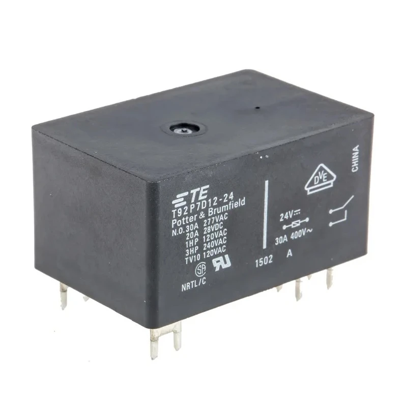TE Connectivity PCB Power Relay 24V dc Coil 30A Switching Current DPST T92P7D12-24