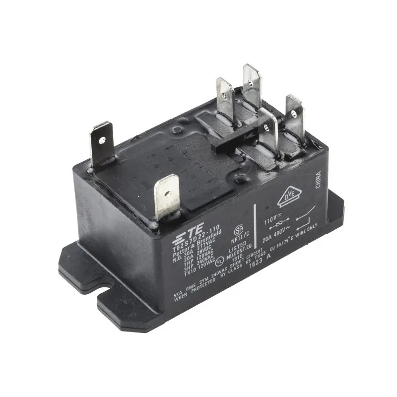TE Connectivity Flange Power Relay, 110V DC Coil, 30A Switching Current, DPST Contact, Quick Connect Terminals T92S7D22-110