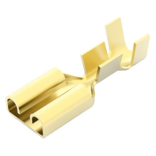 TE Connectivity FASTIN-FASTON .250 Yellow Uninsulated Female Spade Connector, Crimp, 6.35 x 0.81 mm Tab Size 42282-1