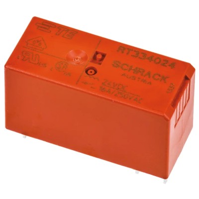 TE Connectivity PCB Power Relay 24V DC Coil 16A Switching Current SPST RT334024