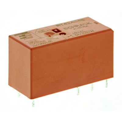 TE Connectivity PCB Power Relay 48V AC Coil 8A Switching Current DPDT RT424548