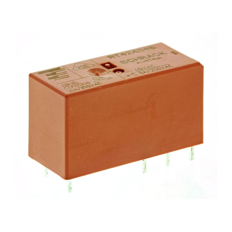 TE Connectivity PCB Power Relay 48V AC Coil 8A Switching Current DPDT RT424548