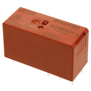 TE Connectivity PCB Power Relay 24V dc Coil 8A Switching Current DPDT RT424024