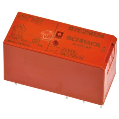 TE Connectivity PCB Power Relay 24V dc Coil 8A Switching Current DPDT RTE25024