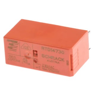 TE Connectivity PCB Power Relay 230V AC Coil 16A Switching Current SPDT RTD14730