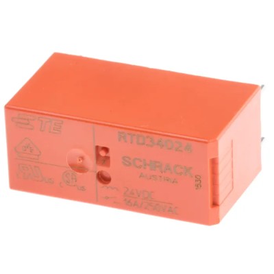 TE Connectivity PCB Power Relay 24V DC Coil 16A Switching Current SPST RTD34024