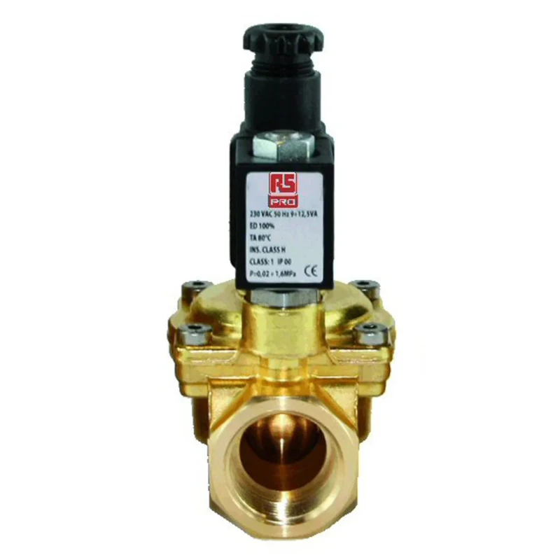 RS PRO Brass 2 Port Normally Closed Solenoid Valve G1-1/4 Inch 220V AC 12 bar Maximum Pressure 144-0804