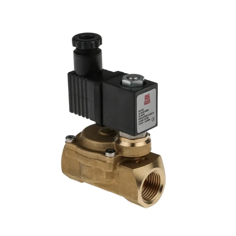 RS PRO Solenoid Valve 2 Port Normally Closed 24V DC Brass Body 15 Bar Max Pressure 144-0797